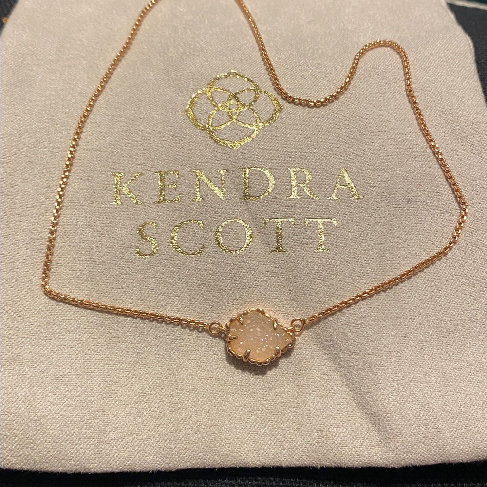 Kendra Scott Tess Rose Gold Pendant Necklace - Iridescent Drusy
